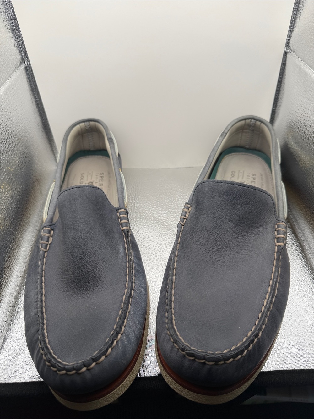 Sperry Blue Leather Slip-On Gold Cup Shoes